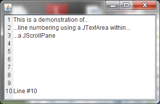 Line Numbering in a JTextArea